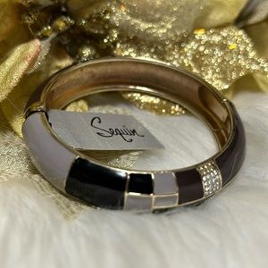 NWT Nordstrom Sequin Bracelet Open Clasp Black, Grey, Brown & Rhinestones